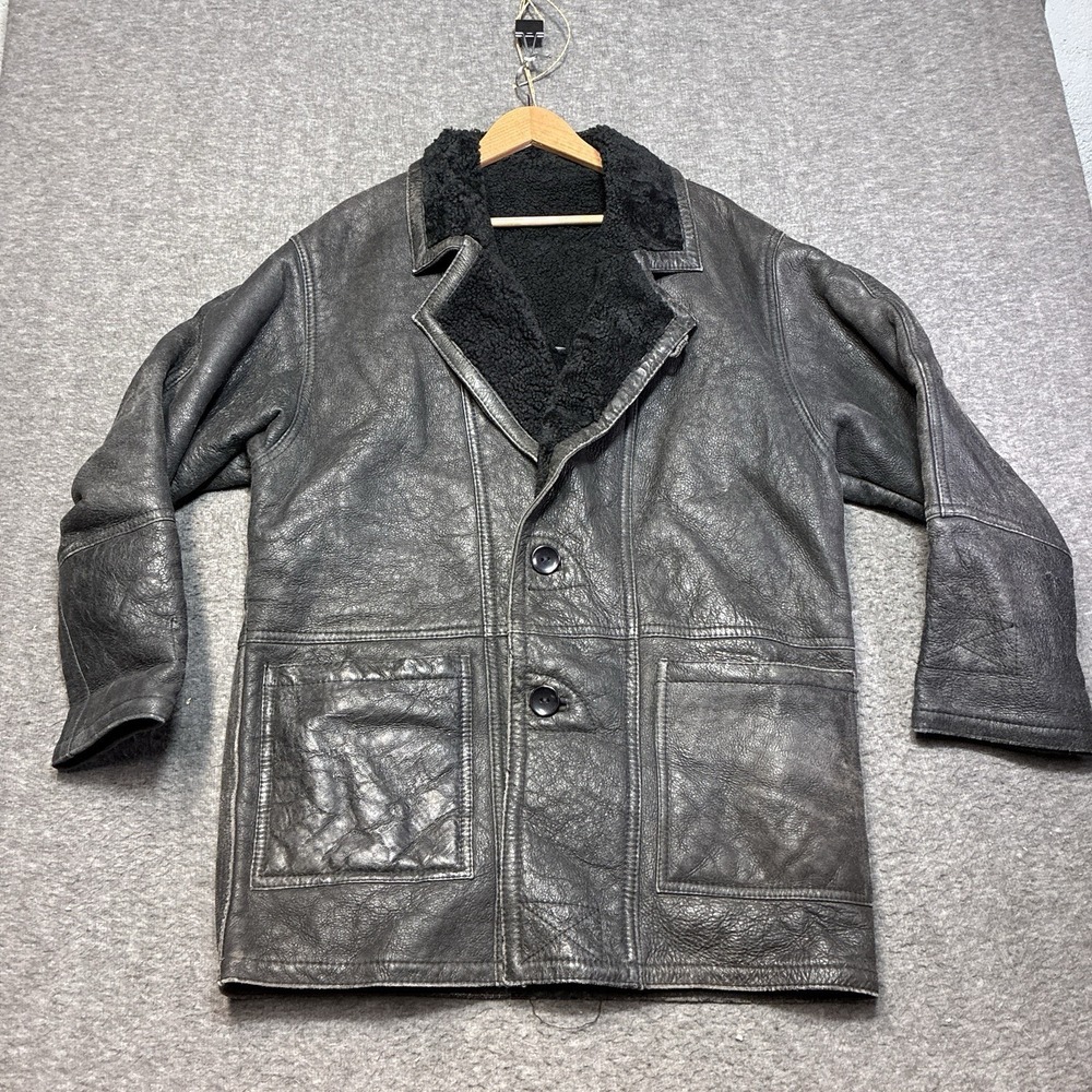 Vintage Calafate sheepskin shearling jacket Men Medium‎ button down 80s Western